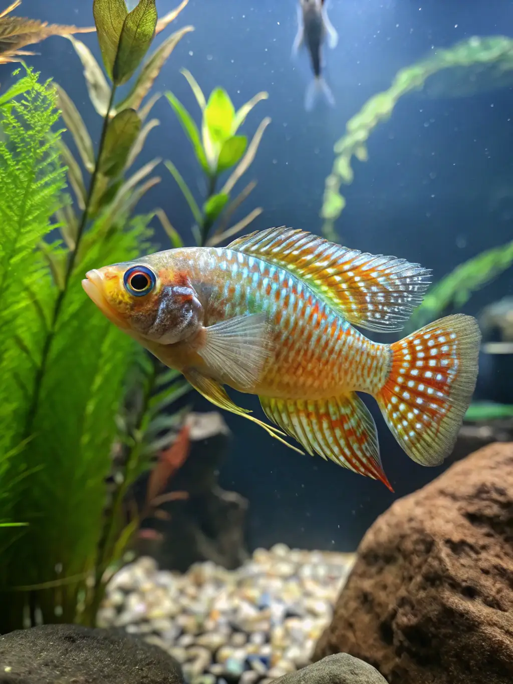 A serene, close-up shot of koi fish gracefully swimming in a pond, showcasing the clarity and detail of the looped video.